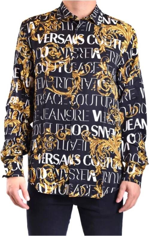 Versace Jeans Couture Mannen kleding Overhemd zwart aw22 Zwart Heren