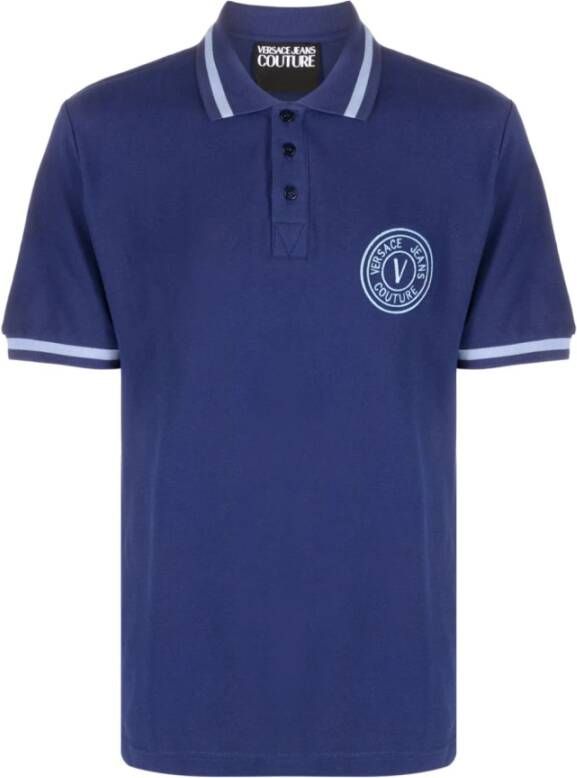 Versace Jeans Couture Marineblauw Small Embro Polo T-Shirt Blauw Heren