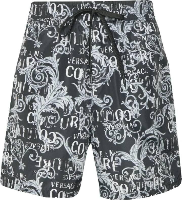 Versace Jeans Couture Men Swimshort Black White Baroque Zwart Heren