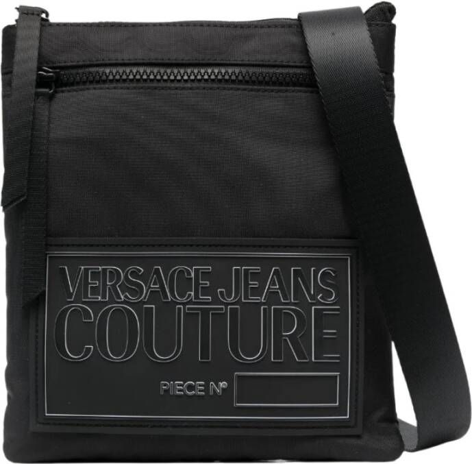 Versace Jeans Couture Zwarte schoudertas met logo en rits voor Black