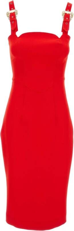 Versace Jeans Couture Barokgesp Mouwloze Midi Jurk Red Dames