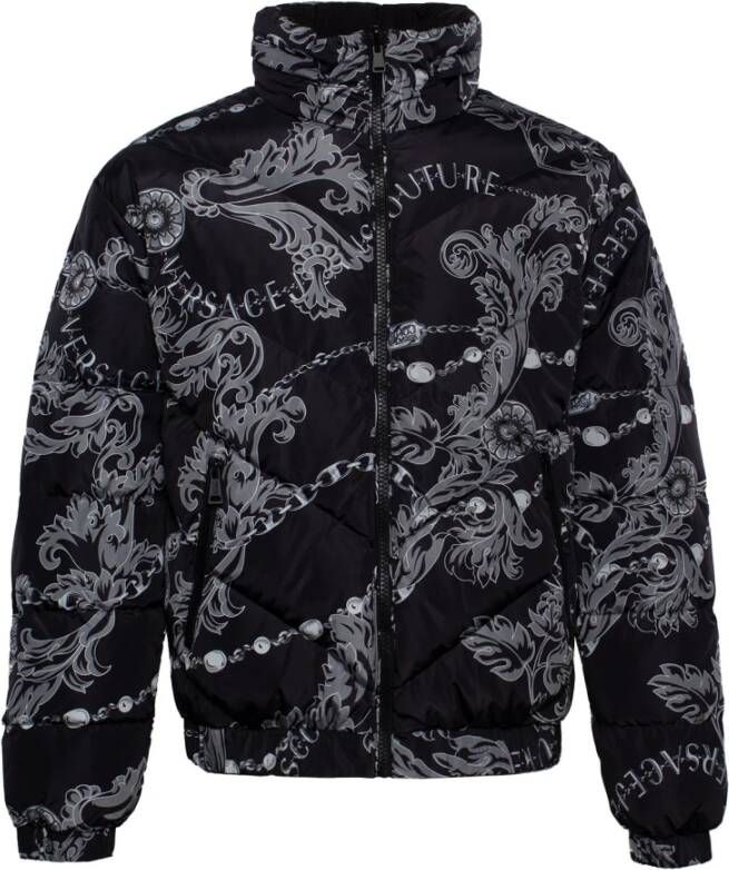Versace Jeans Couture Omkeerbare gewatteerde jas met barokprint Zwart Heren