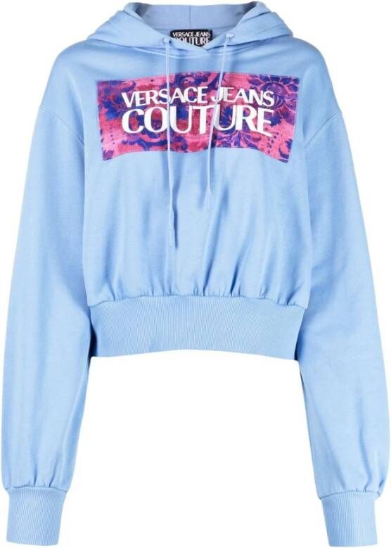 Versace Jeans Couture Organic Cotton Fleece Hoodie Blauw Dames