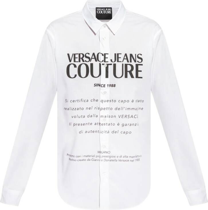 Versace Jeans Couture Overhemd met logo Wit Heren