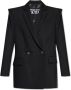 Versace Jeans Couture Zwart dubbelrijig blazer met oversized gewatteerde schouders Black Dames - Thumbnail 1