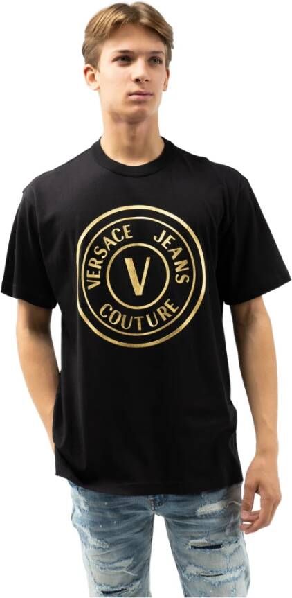 Versace Jeans Couture Katoenen Jersey Embleem T-Shirt Black Heren