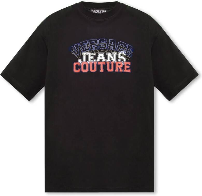 Versace Jeans Couture Oversized Logo Print T-Shirt Black Heren