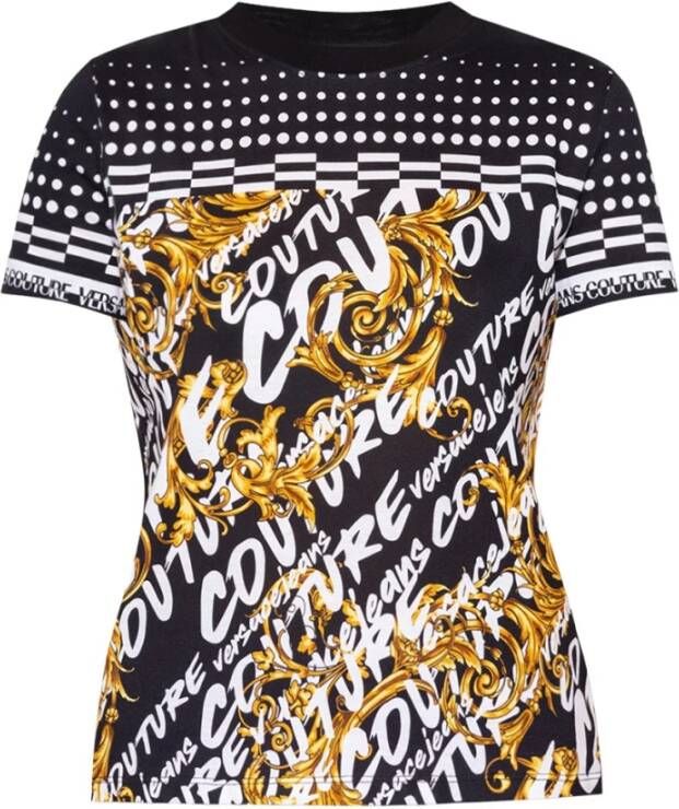 Versace Jeans Couture Patroon T-shirt Zwart Dames