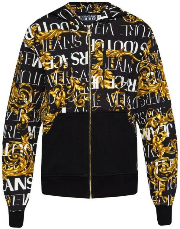 Versace Jeans Couture Patterned hoodie Zwart Dames