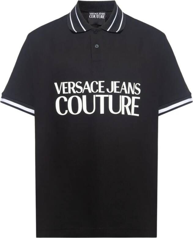 Versace Jeans Couture Logo R Katoenen Piquet Polo Shirt Black Heren