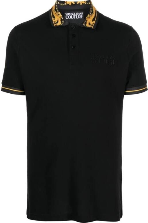 Versace Jeans Couture Katoenen Piqué Polo Shirt met Geborduurd Logo Black Heren