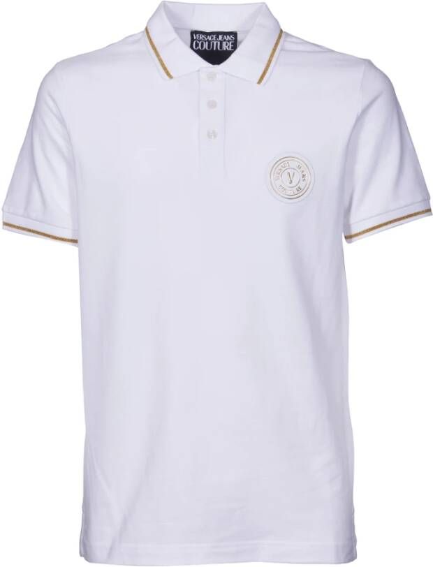 Versace Jeans Couture Polo shirt met v-emblem patroon Wit Heren