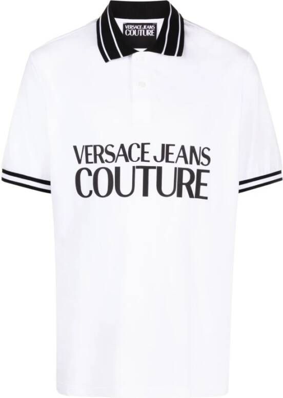 Versace Jeans Couture Logo R Katoenen Piquet Polo T-Shirt White Heren
