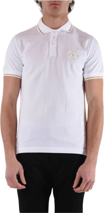 Versace Jeans Couture Polo shirt met v-emblem patroon Wit Heren