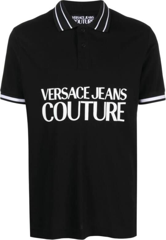 Versace Jeans Couture Logo R Katoenen Piquet Polo Shirt Black Heren