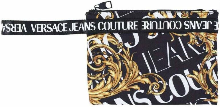Versace Jeans Couture Portadocumenti stampa barocca e logo all over con zip uomo Zwart Heren