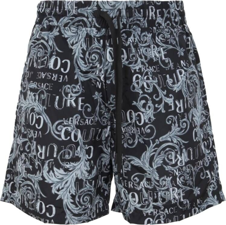 Versace Jeans Couture Print Logo Couture Shorts Grijs Heren