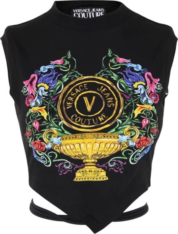 Versace Jeans Couture Printed AND Cropped TOP Zwart Dames