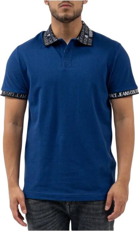 Versace Jeans Couture R Logo Allover Polo Blauw Heren