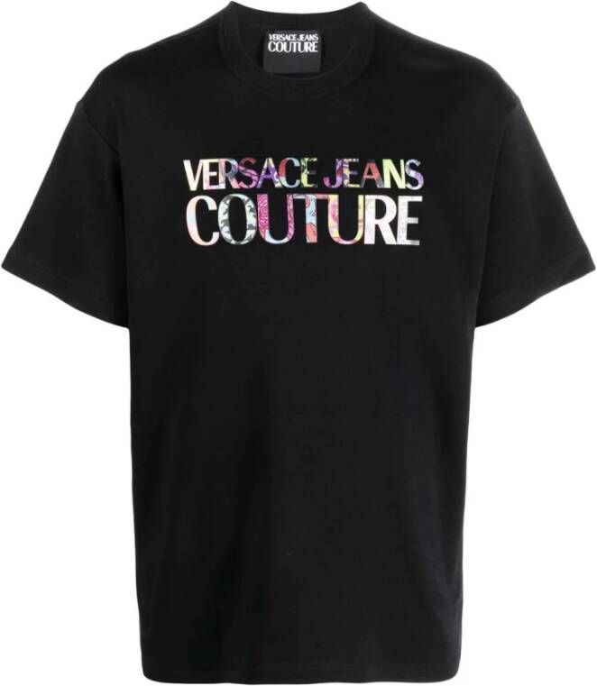 Versace Jeans Couture R Logo Color T-Shirt Zwart Heren