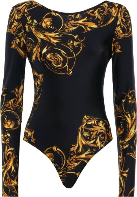Versace Jeans Couture Regalia barokke print bodysuit Zwart Dames