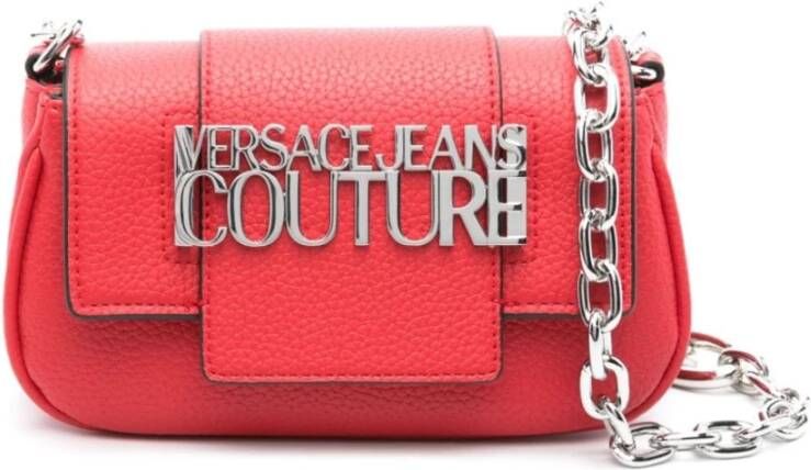 Versace Synthetische Schoudertas met Zichtbaar Logo Red Dames