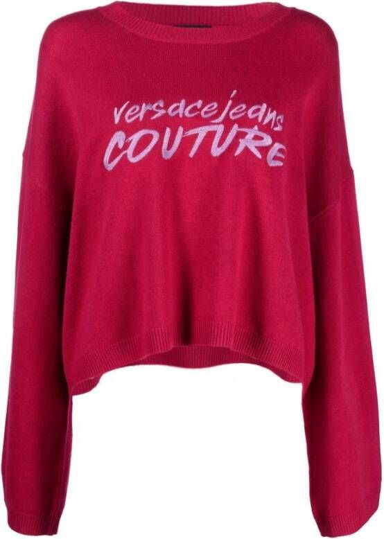 Versace Jeans Couture Ronde hals gekweek Rood Dames