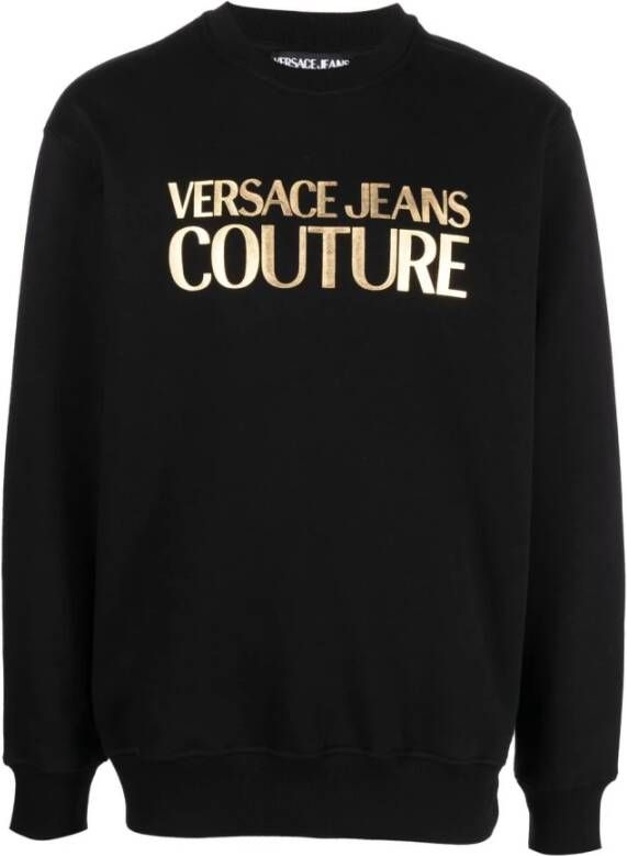 Versace Jeans Couture Logo-Print Katoenen Sweatshirt Zwart Black Heren