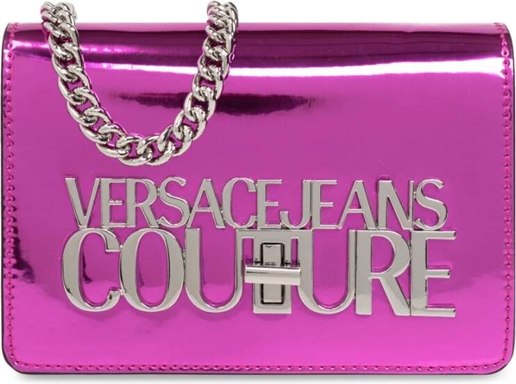 Versace Jeans Couture Gelamineerde Fuchsia Crossbody Tas Pink Dames