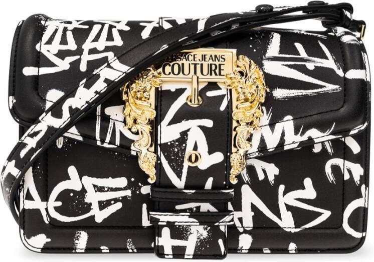 Versace Jeans Couture Zwarte Graffiti Schoudertas Black Dames