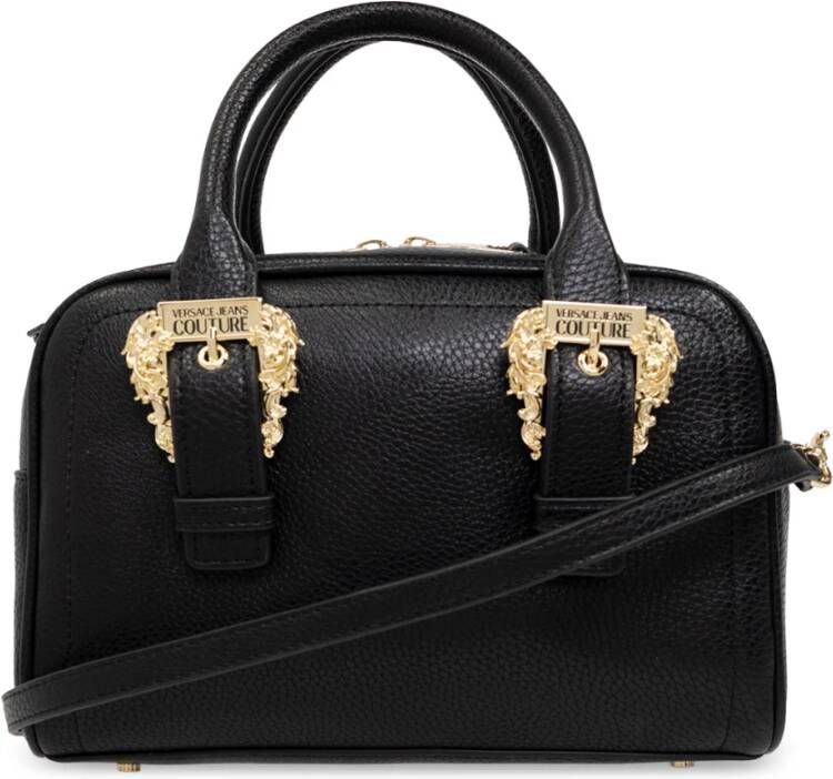 Versace Jeans Couture Leren handtas met iconische gouden gespen Black Dames