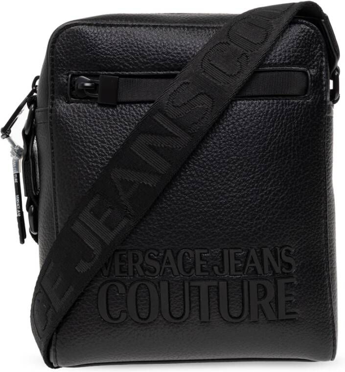 Versace Jeans Couture Zwarte Tactiele Crossbody Tas Black