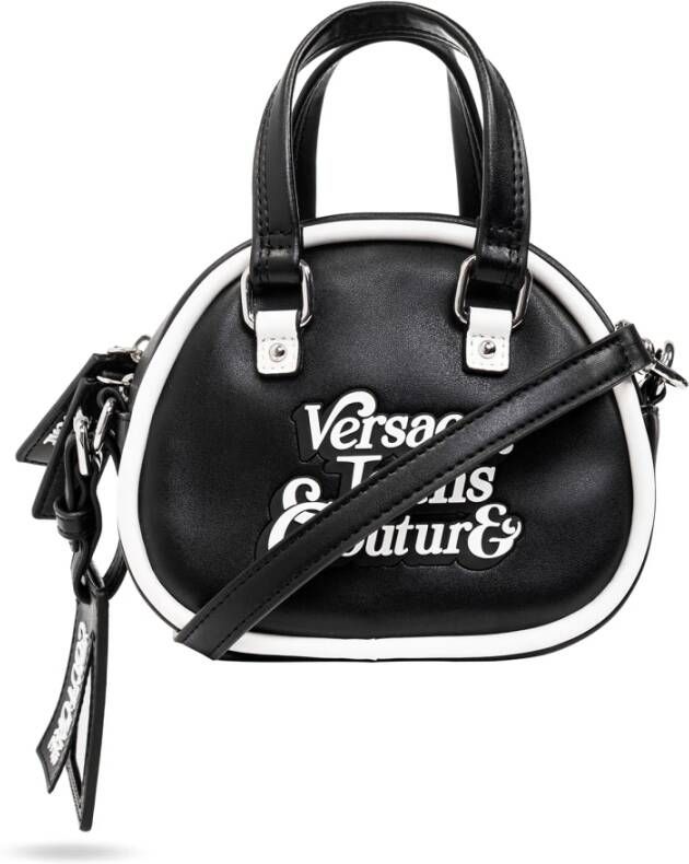 Versace Jeans Couture Zwarte Mini Handtas met Verstelbare Afneembare Schouderband Black Dames