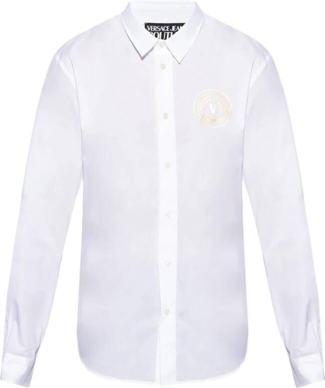 Versace Jeans Couture Witte Shirt met Logo en Knoopsluiting White Heren