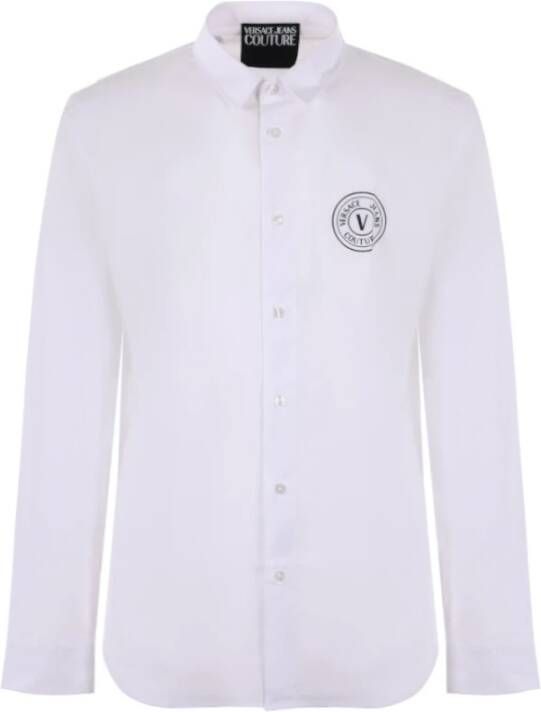Versace Jeans Couture Herenoverhemd in het wit met hoog contrastlogo White Heren