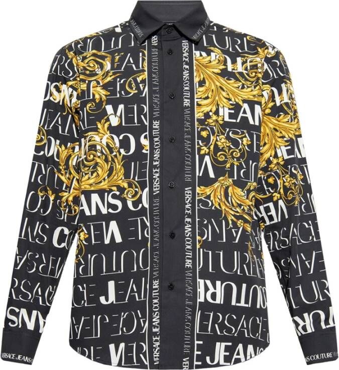 Versace Jeans Couture Shirt with Baroque print Zwart Heren