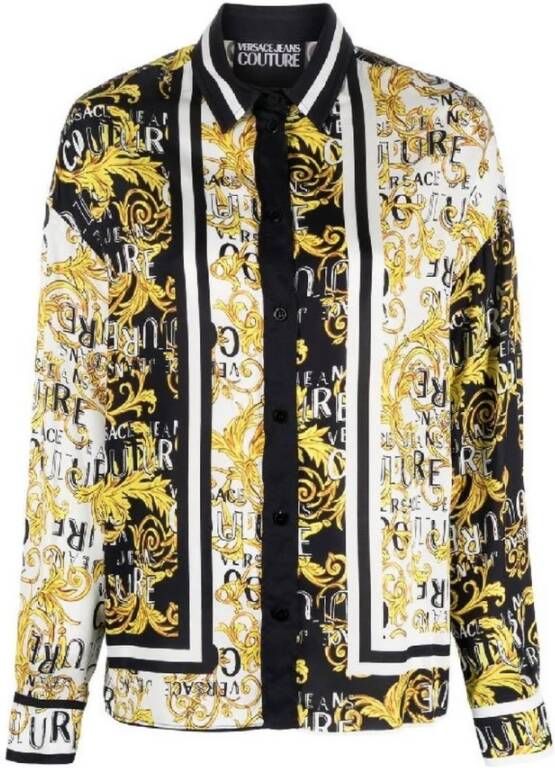 Versace Jeans Couture Multicolor Logo Print Overhemd met Gouden Contrast All Over Multicolor Dames