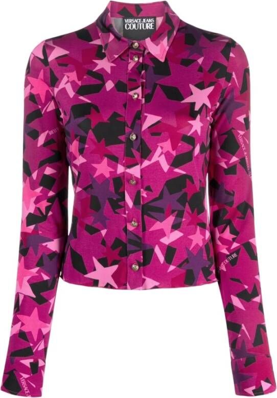 Versace Jeans Couture Fuchsia Gepatroonde Blouse voor Dames Pink Dames