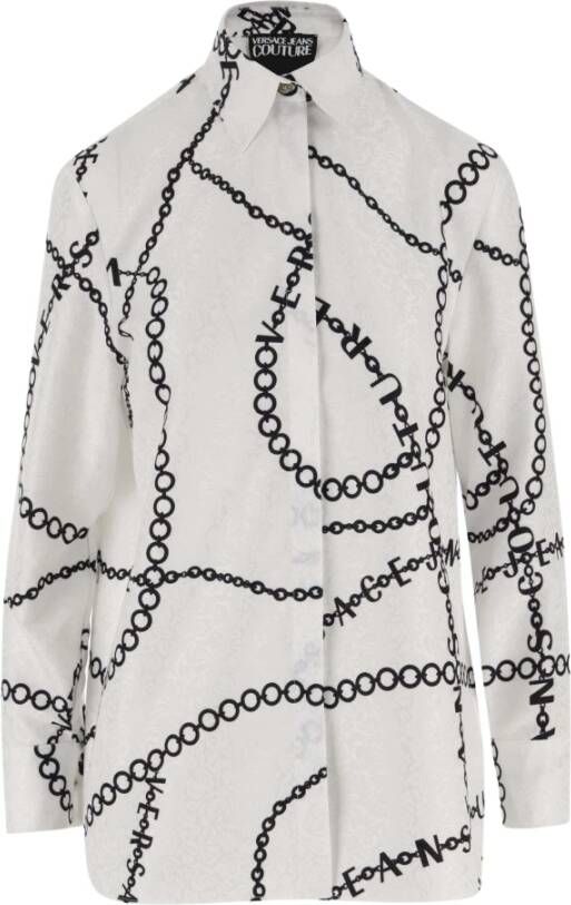 Versace Jeans Couture Logo Print Button-Up Shirt White Dames