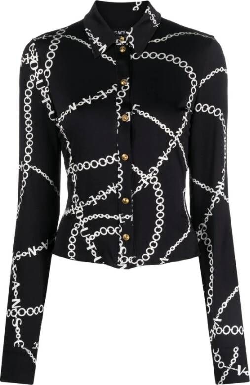 Versace Jeans Couture Kettingprint Jersey Shirt Black Dames