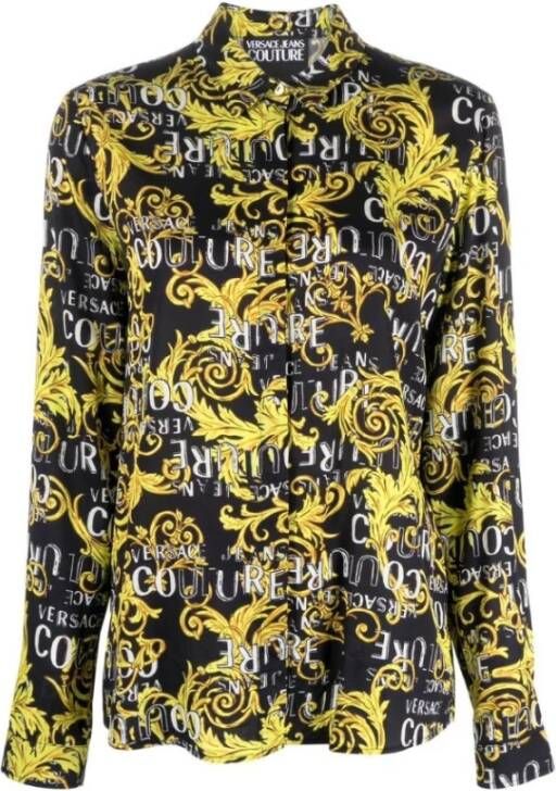 Versace Jeans Couture Zwarte viscose overhemd met lange mouwen Multicolor Dames