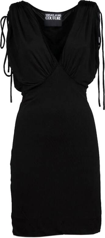 Versace Jeans Couture Prachtige Gerimpelde Mini Jurk voor Vrouwen Black Dames