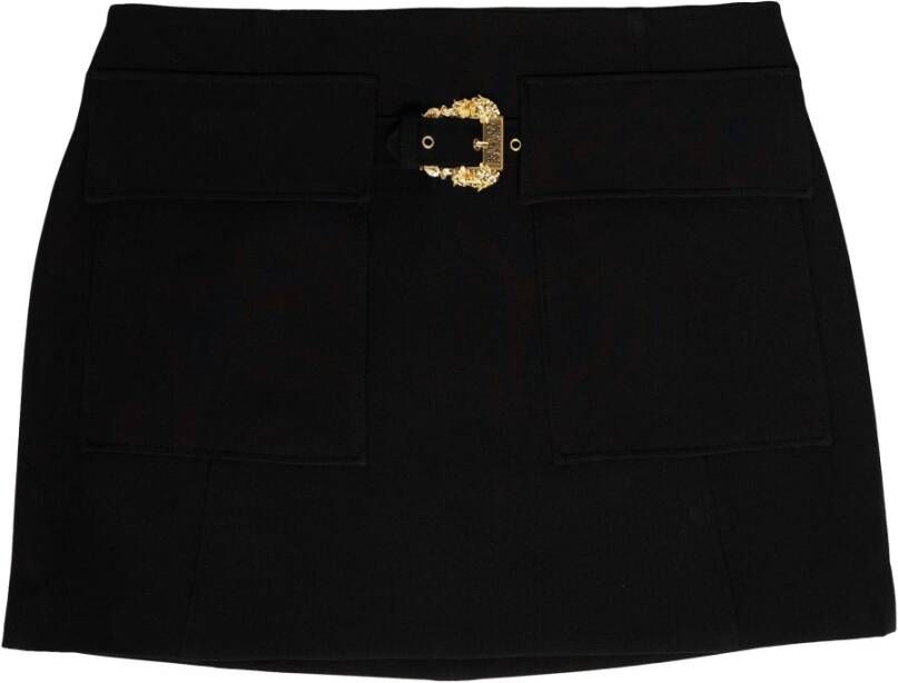 Versace Jeans Couture Lage taille mini rok met metalen gesp detail Black Dames