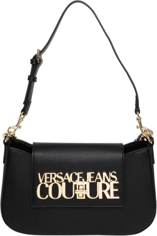 Versace Jeans Couture Zwarte Schoudertas Trendy Stijl Verstelbare schoudertas met afneembare riem Black Dames