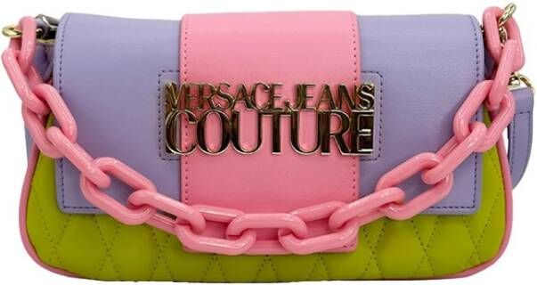 Versace Jeans Couture Multicolor Schoudertas met Lila Leren Handvat Multicolor Dames
