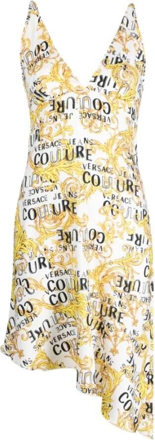 Versace Jeans Couture Witte Barok Print Jurk White Dames