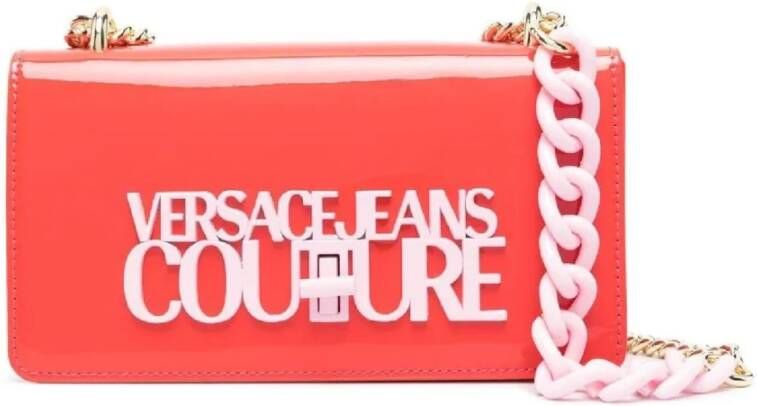 Versace Jeans Couture Rode Glanzende Schoudertas voor Vrouwen Red Dames