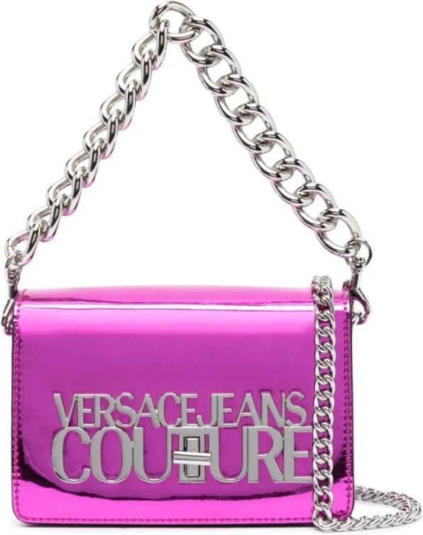 Versace Jeans Couture Gelamineerde Fuchsia Crossbody Tas Pink Dames