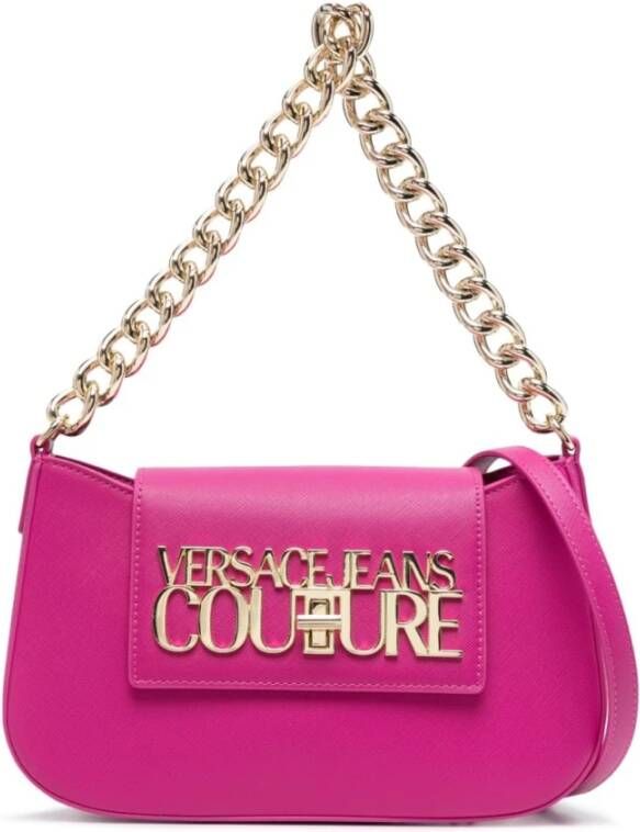 Versace Jeans Couture Fuchsia Hobo Tas met Ketting Handvat en Verstelbare Afneembare Schouderband Pink Dames