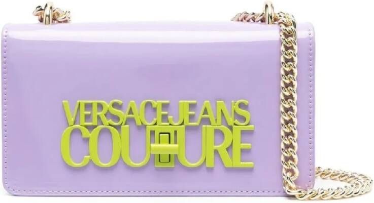 Versace Jeans Couture Rechthoekige Glanzende Schoudertas met Draaislot Red Dames